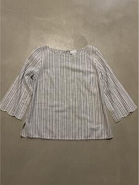 Liz Claiborne Striped Lightweight Blouse with Scalloped Edges